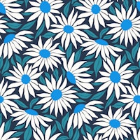 Sunflowers - white blue and teal on navy papiers peint