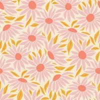 Sunflowers - peach pink gold on cream M tapeta