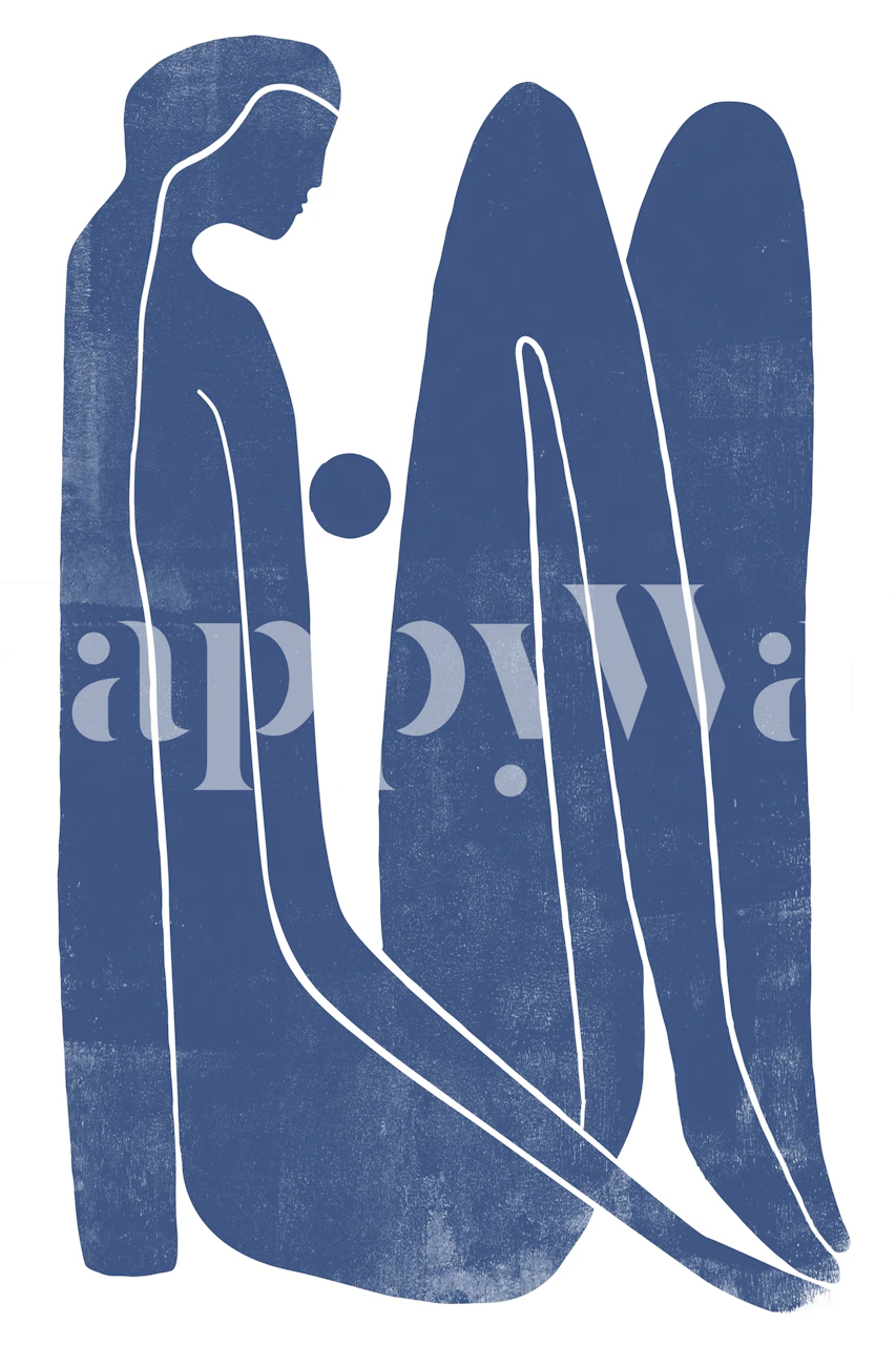 Niebieska sylwetka na ścianie przedstawiająca zamyśloną osobę