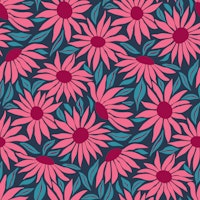 Sunflowers - raspberry pink and teal navy M papiers peint
