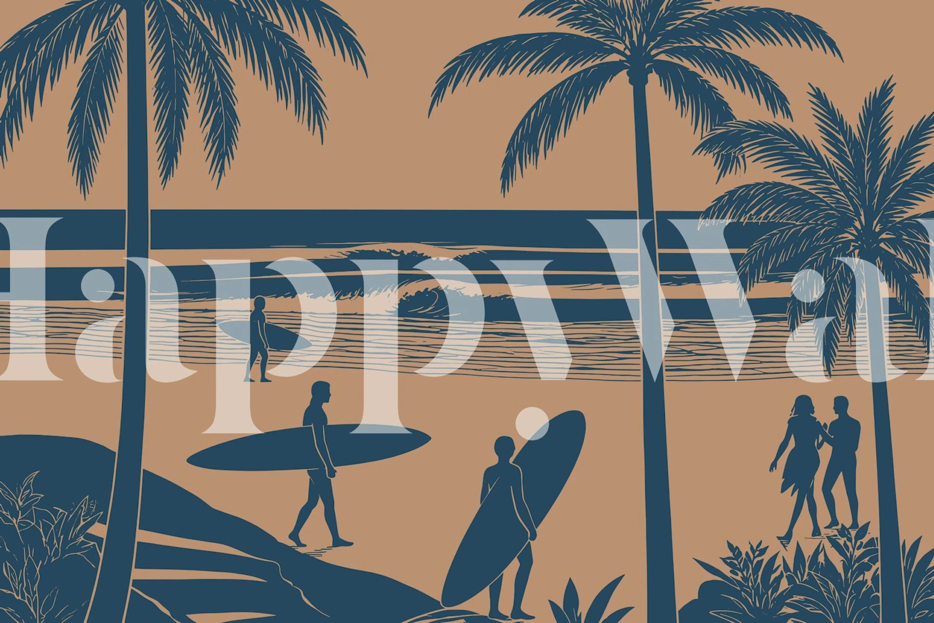 Papel de parede Coastal Surfer Vibes em um quarto