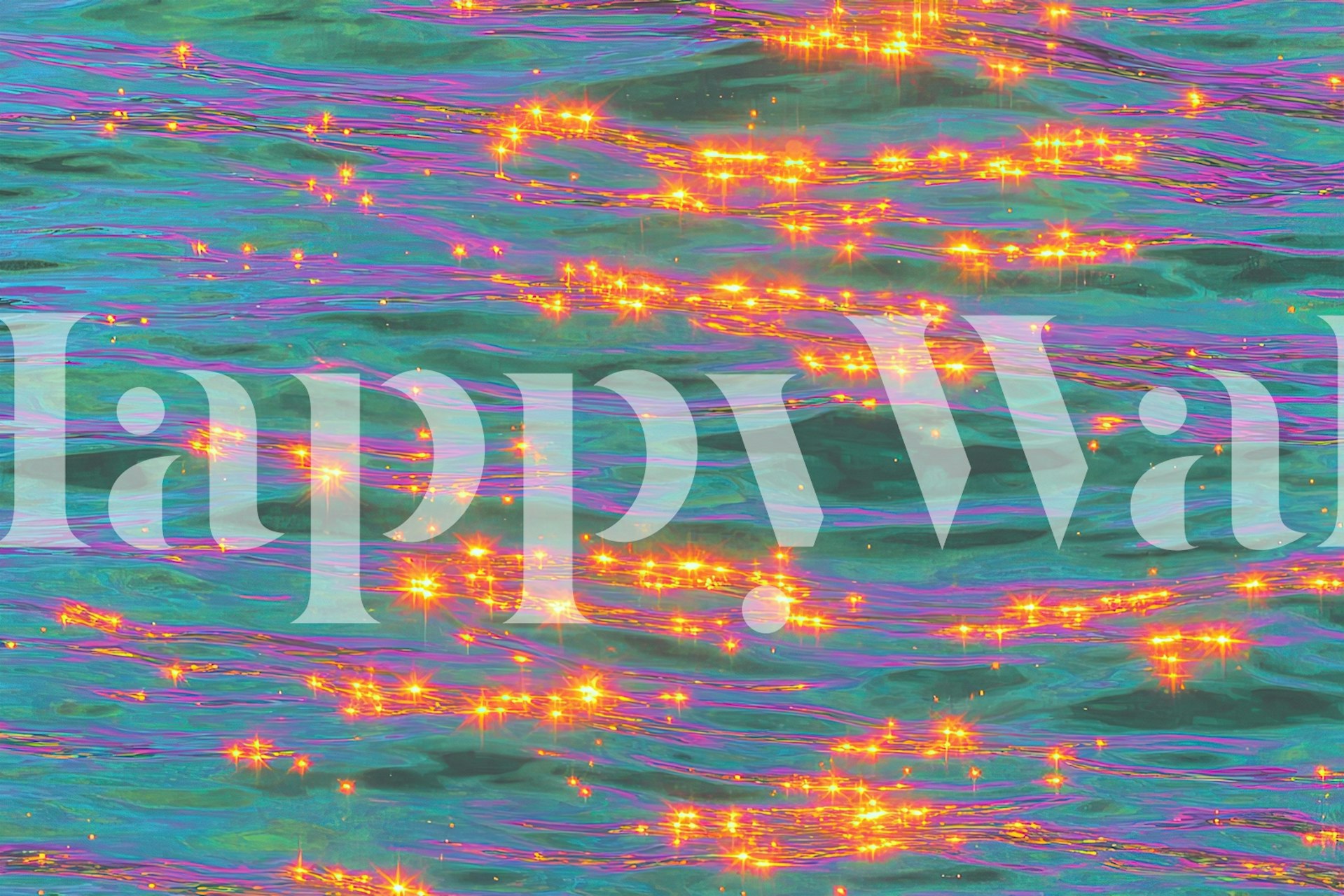 Glittering water reflections wallpaper in a room