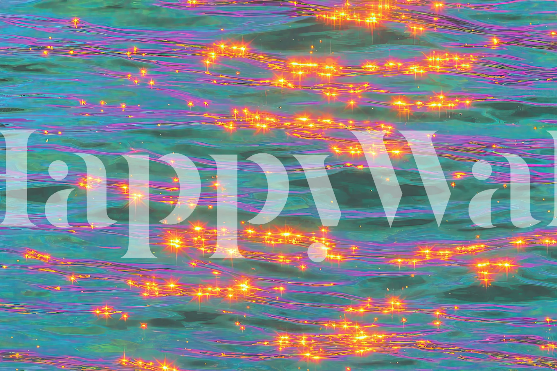 Glittering water reflections wallpaper in a room