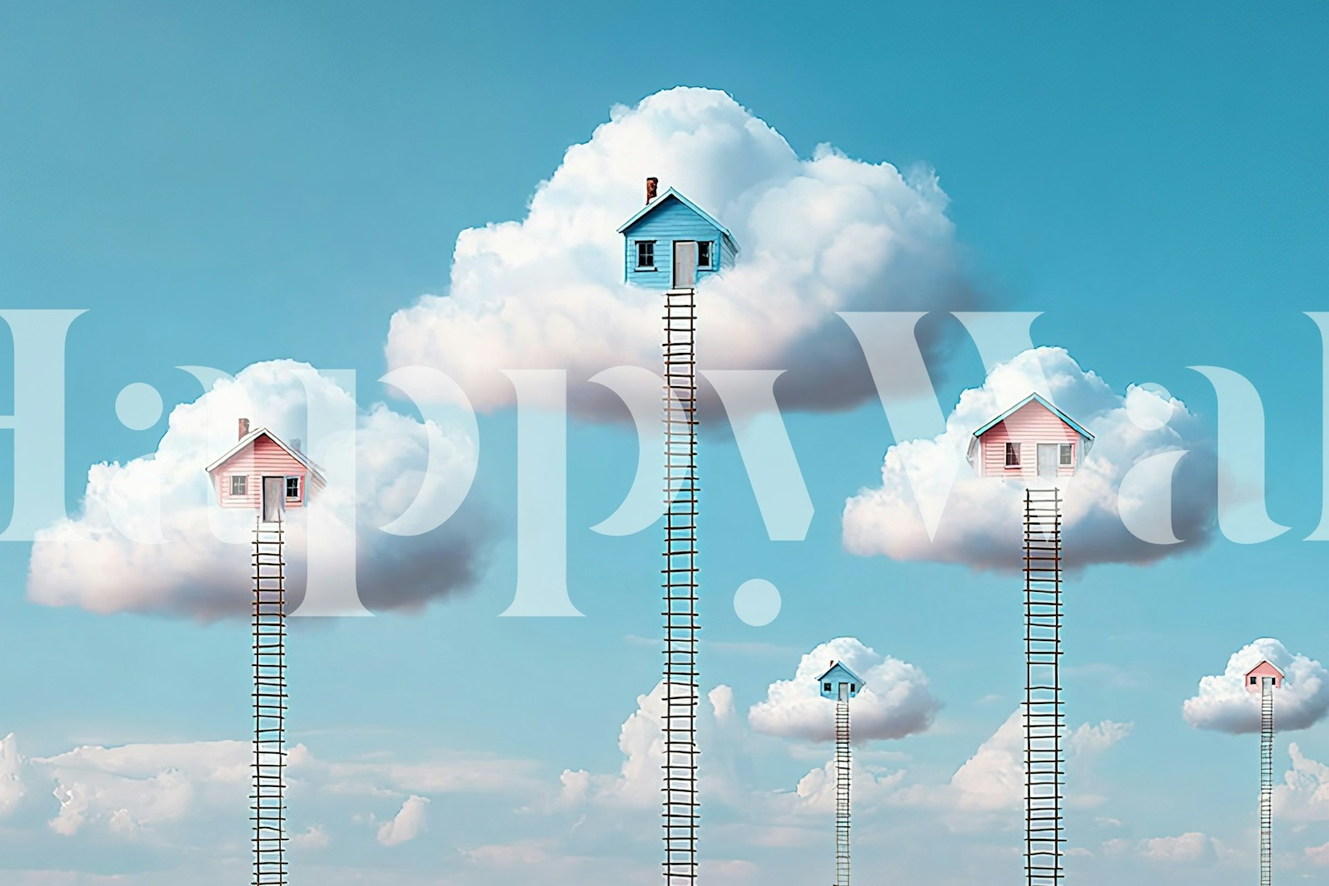 Papel de parede Skyward Dreams com casas fantásticas