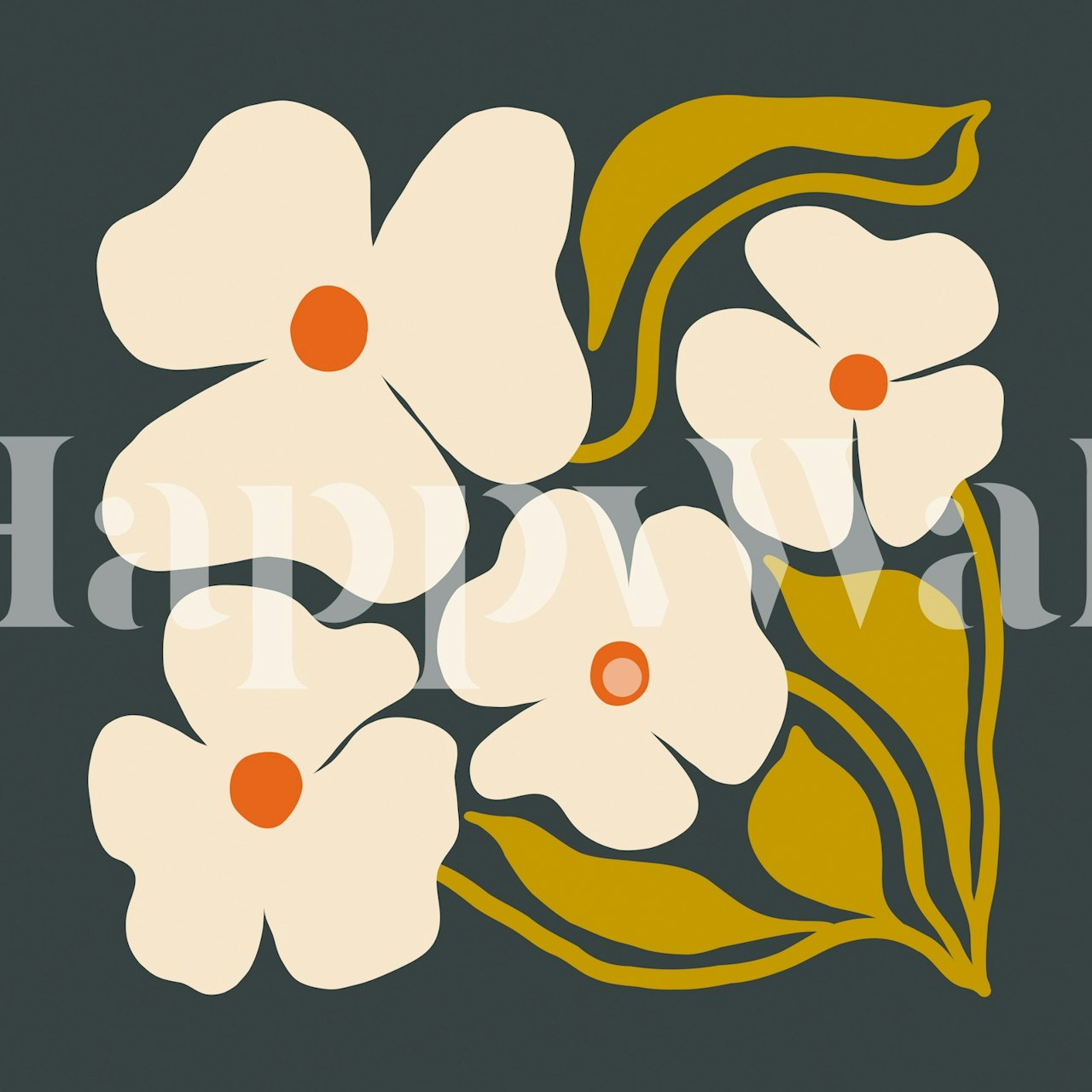 Floral wallpaper design in a room