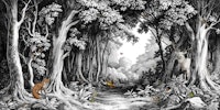 Into the Forest - Black and White tapete