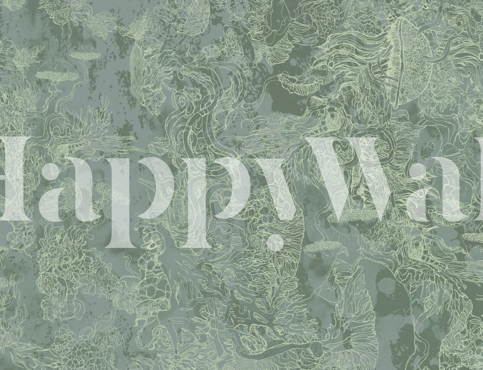 Papel de parede Oceanic Flora Fantasy em um quarto