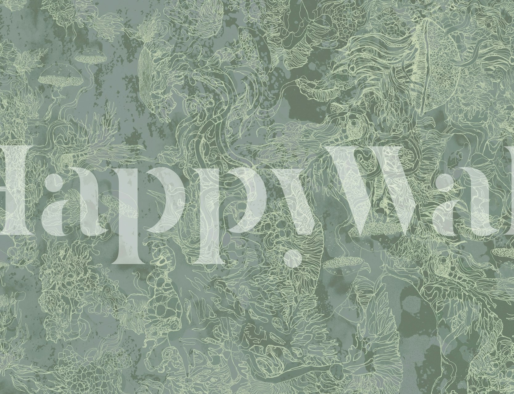 Intricate oceanic flora designs in soft greens wallpaper