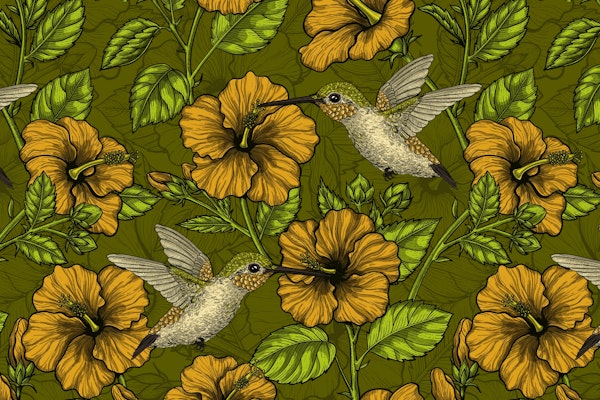 Night tropical garden yellow