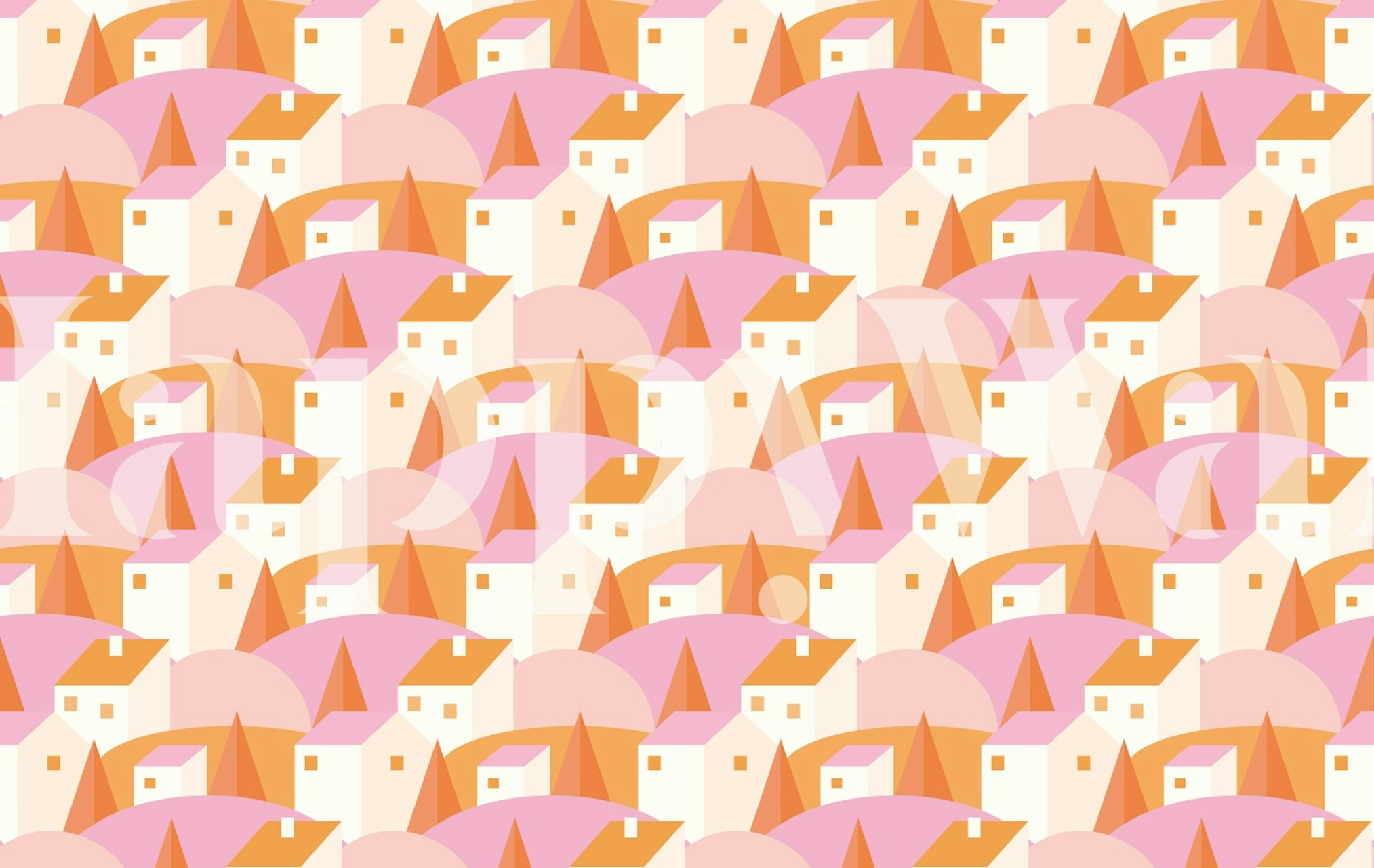 Ταπετσαρία Pastel village όνειρο τοπίο