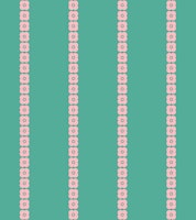 Vertical Retro Flowers Stripes Green Pink ταπετσαρία