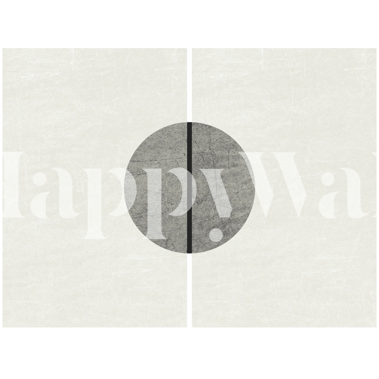 Minimalistisk veggmaleri i rispapirstil med en geometrisk skifersirkel