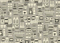 retro kitchen - monochrome taupe grey tapeta