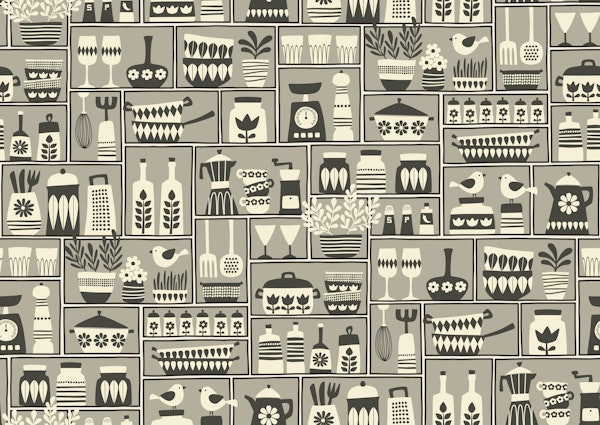 retro kitchen - monochrome taupe grey