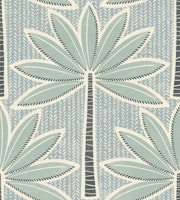 retro palms - mint - faded blue wallpaper