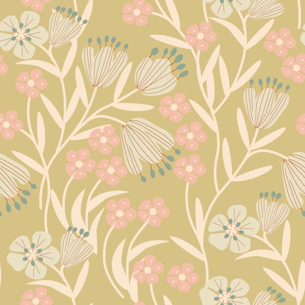 Blush Wildflowers on Golden Olive