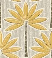 retro palms - mustard - taupe grey wallpaper
