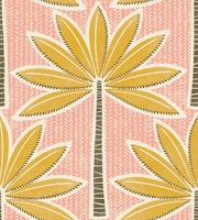 retro palms - mustard - dusty pink wallpaper