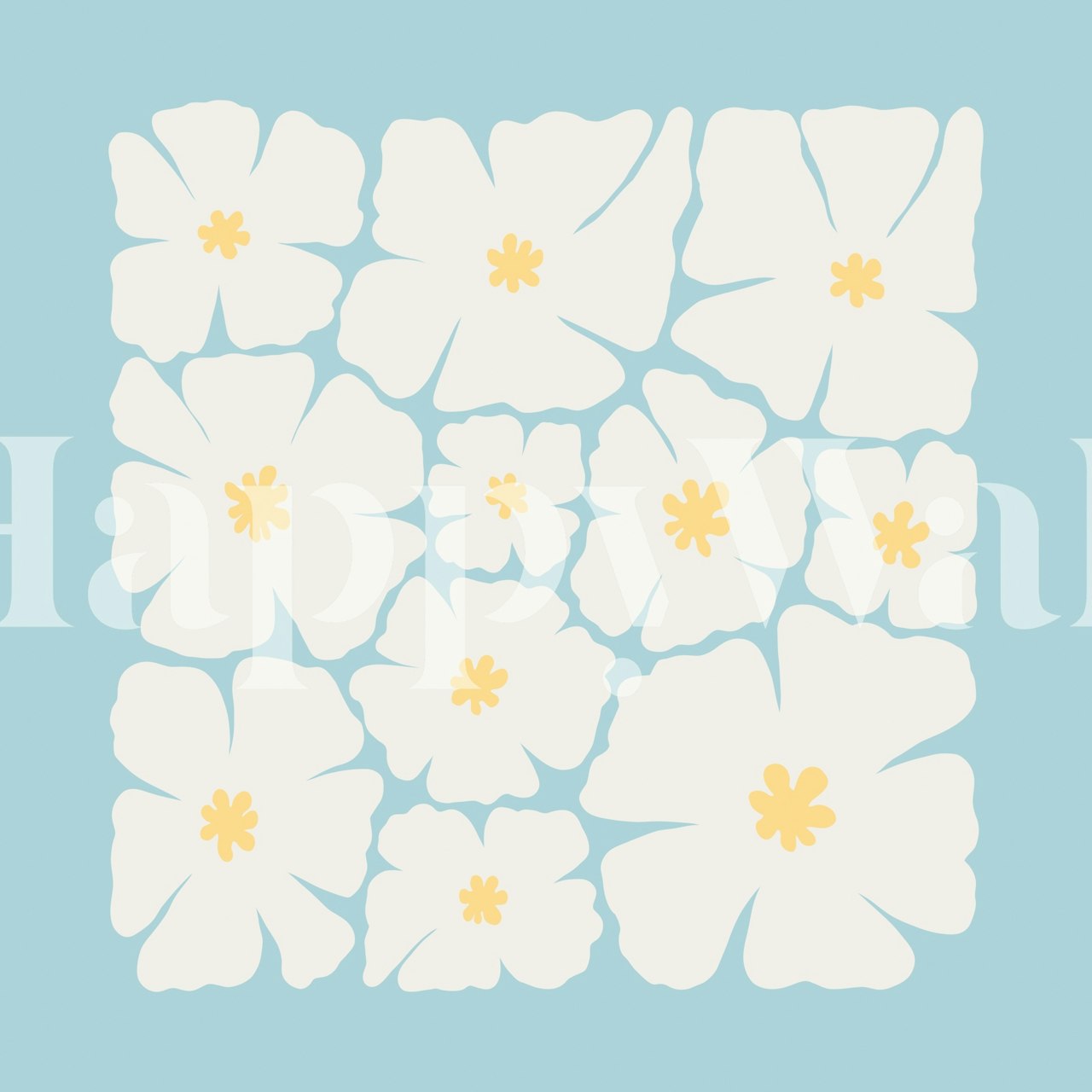 Floral wallpaper design on powder blue background