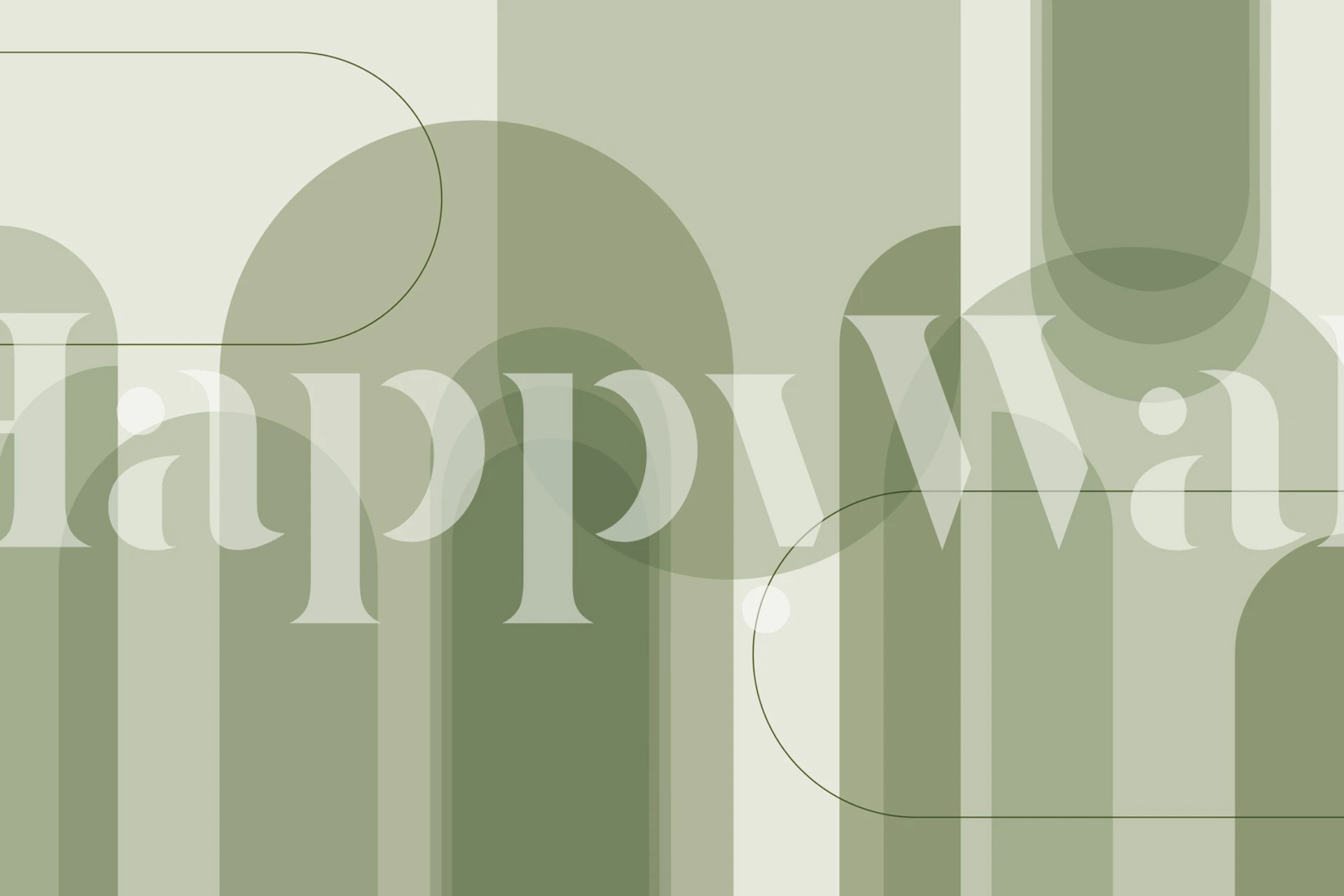 Geometric curved shapes in olive green and cream wallpaper.