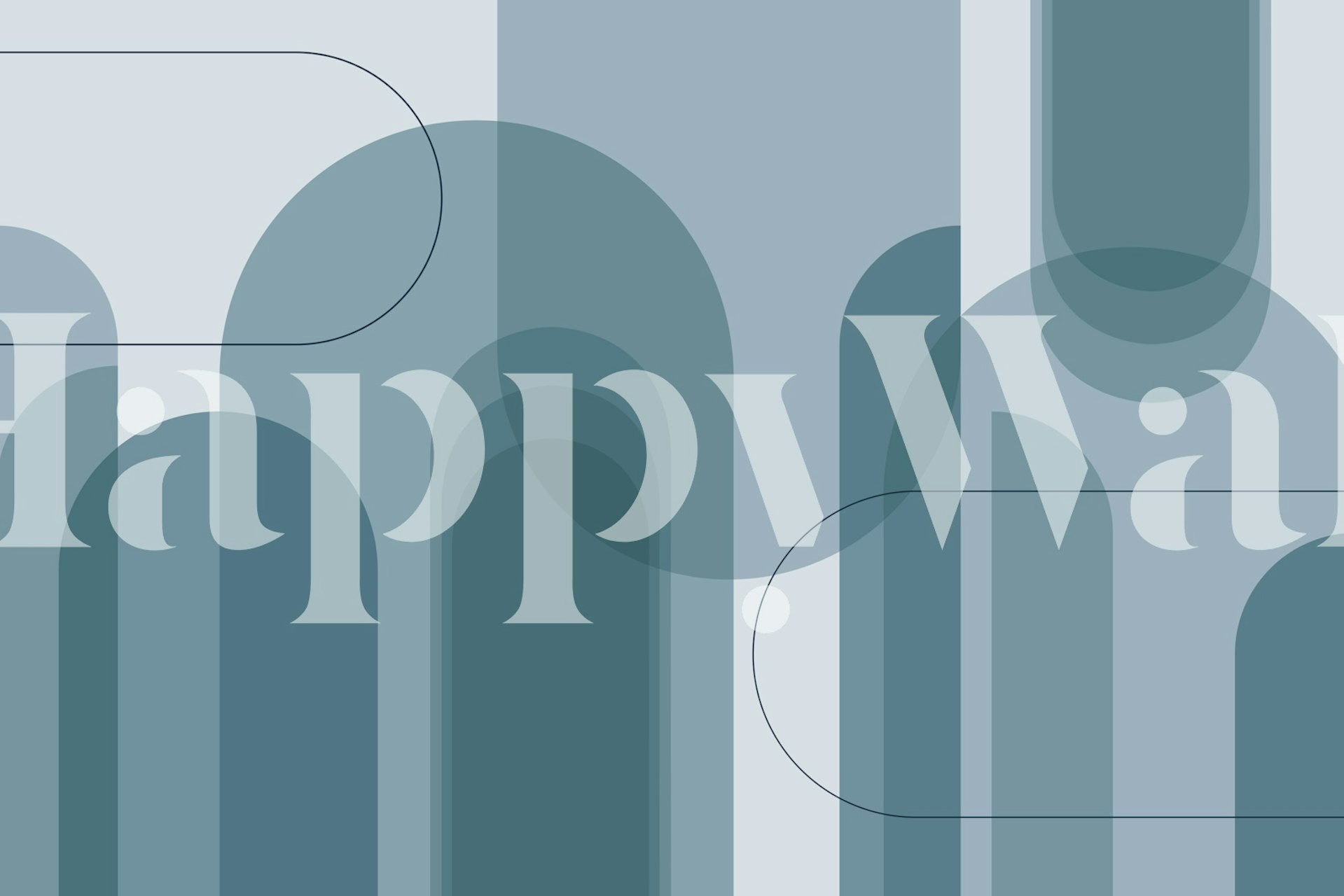 Curved shapes in denim blue tones abstract wallpaper