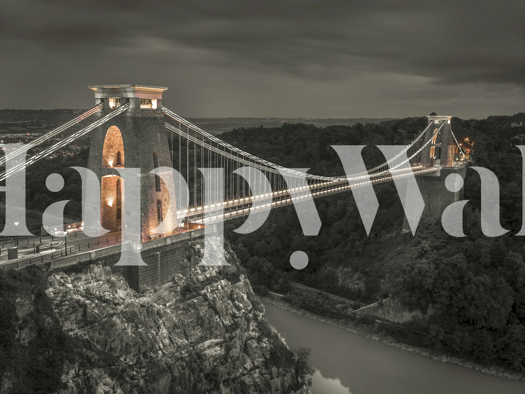 Papier peint Clifton Bridge exposé dans une pièce