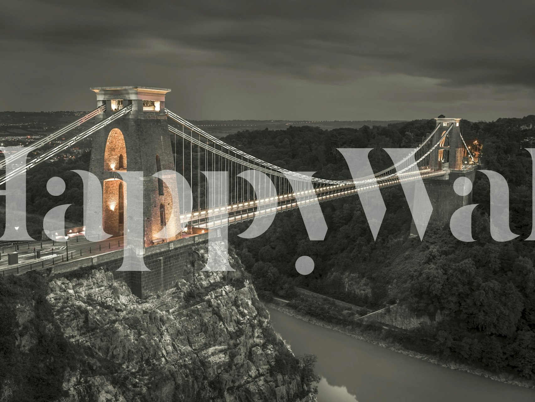 Clifton Bridge in black and white wallpaper
