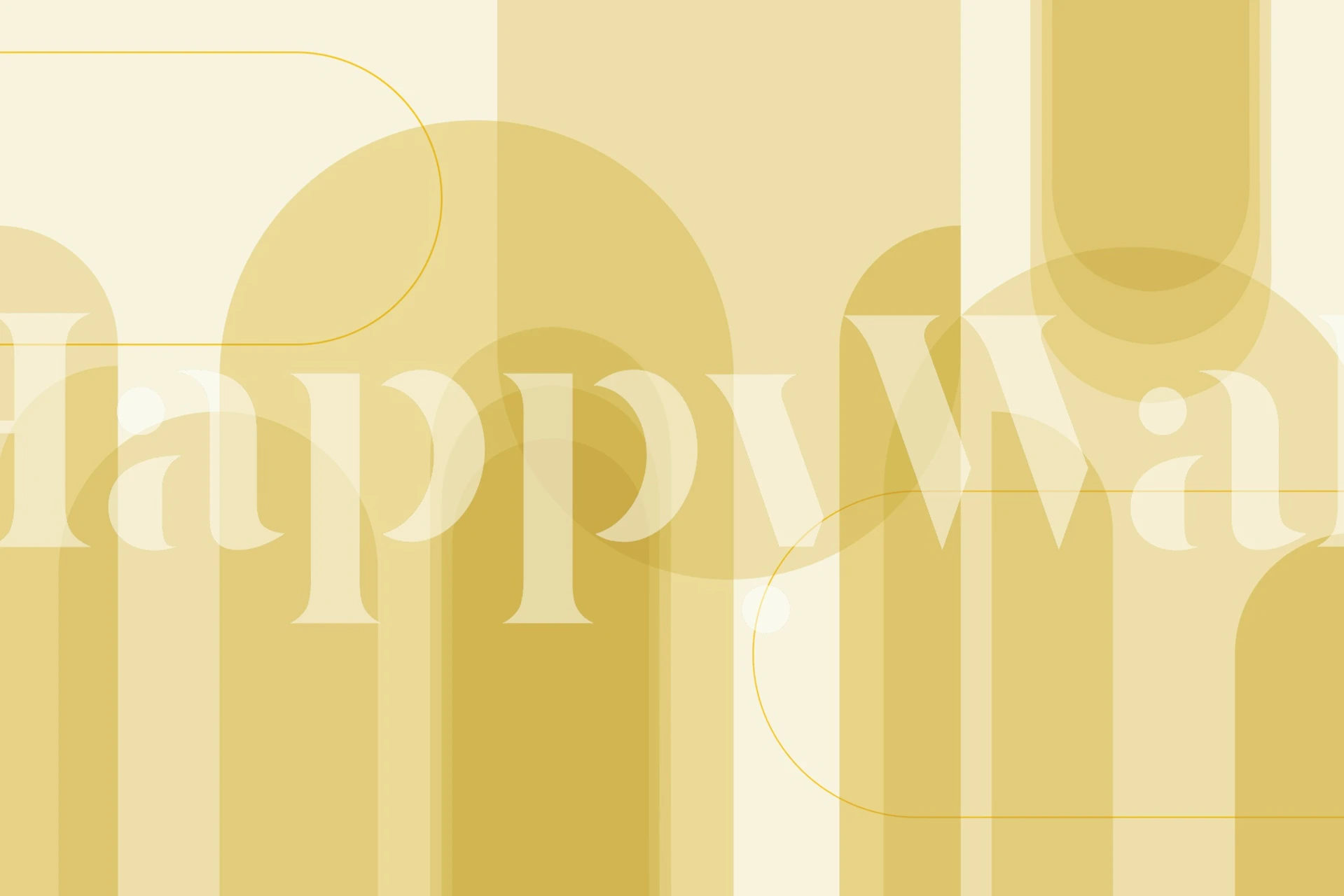 Geometric shapes and curves in mustard yellow and cream wallpaper