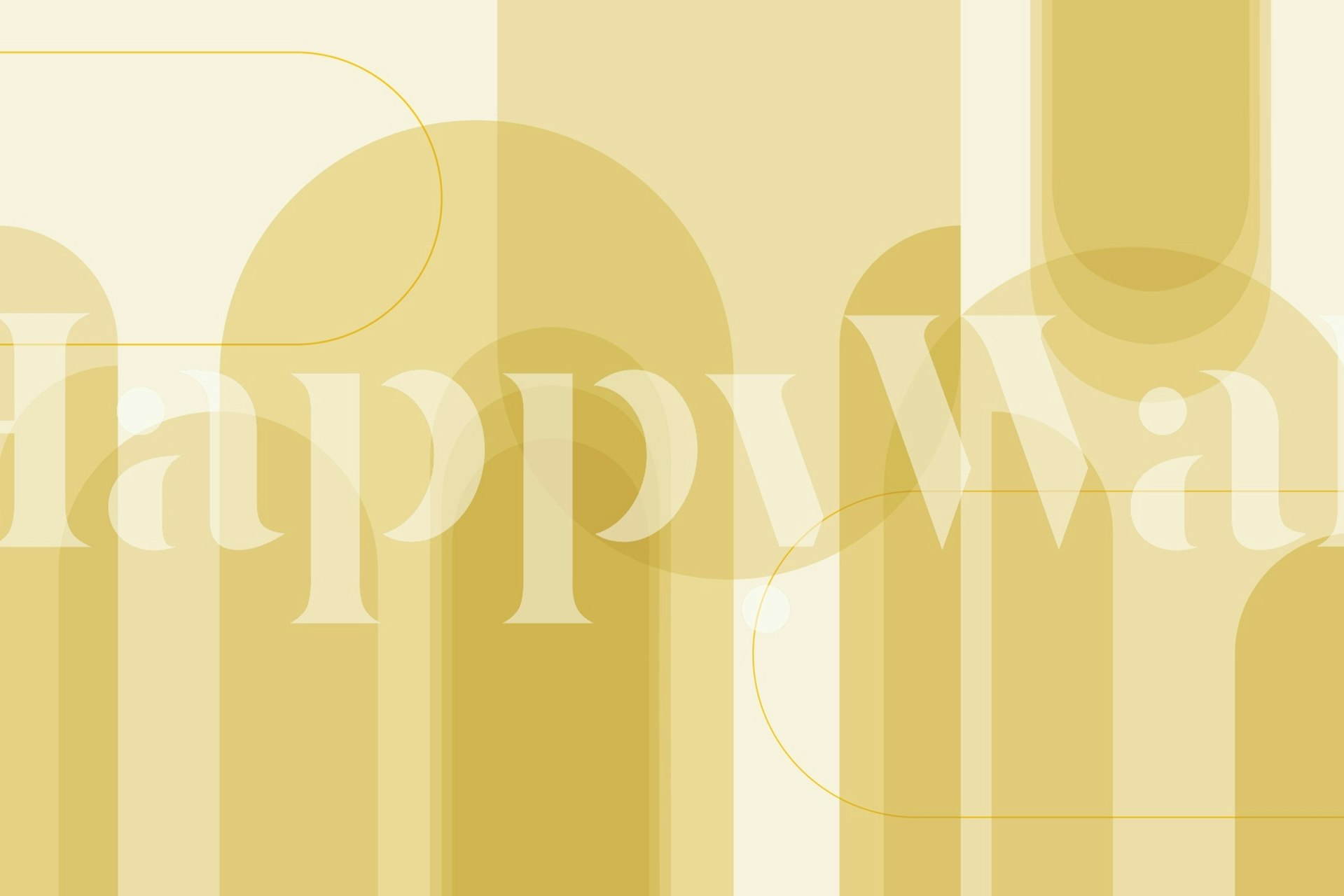 Geometric shapes and curves in mustard yellow and cream wallpaper