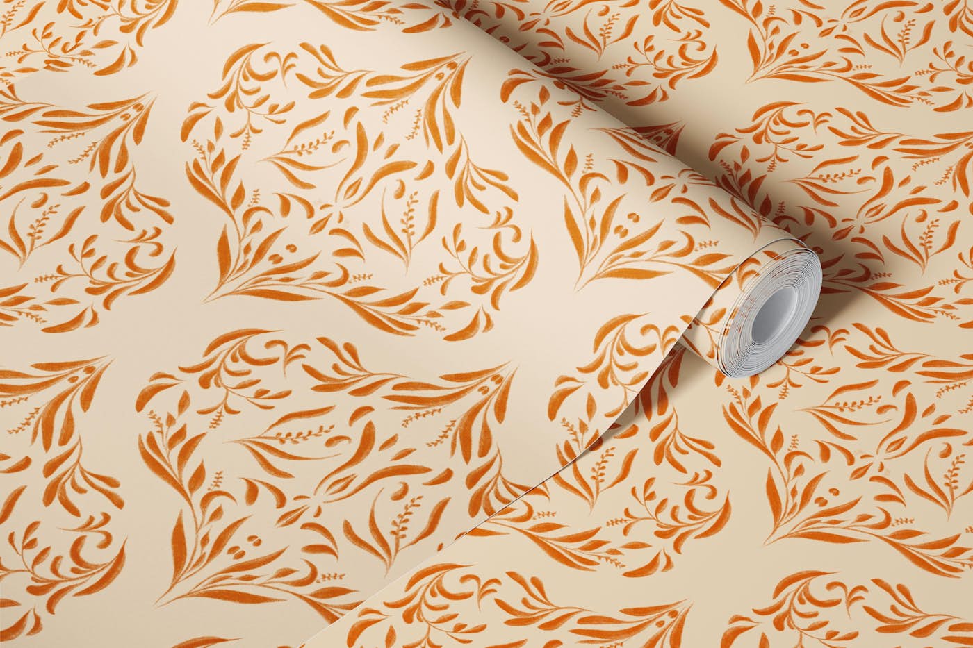Orange Vintage Vine wallpaper roll
