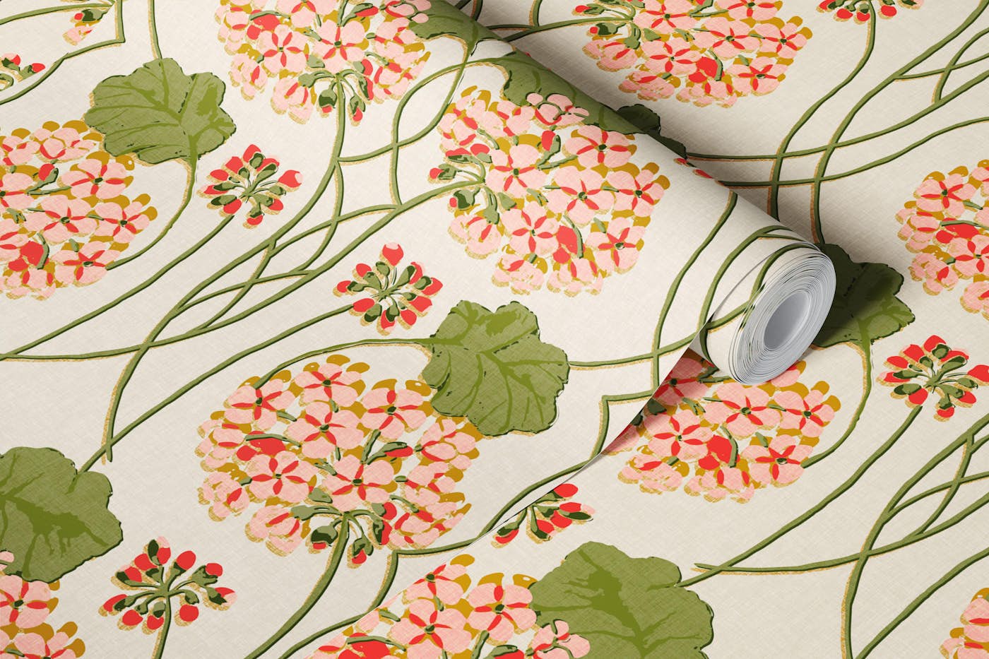 Geranium Damask wallpaper roll