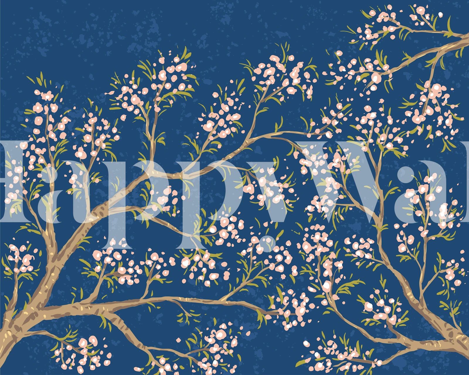 Pink Blossoms design på en blå bakgrund