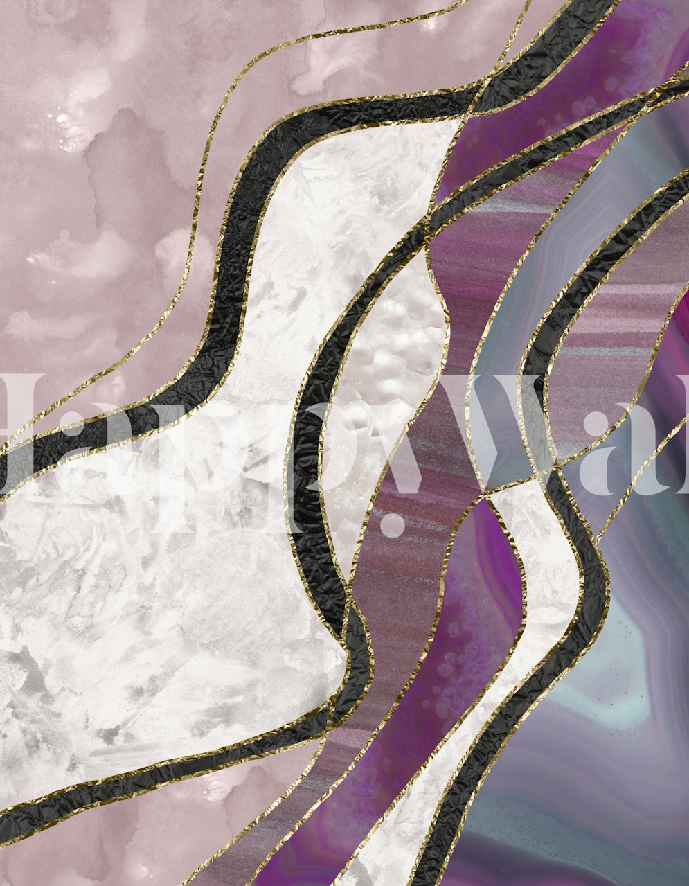 Tapeta Marble Agate Gold Glam v místnosti