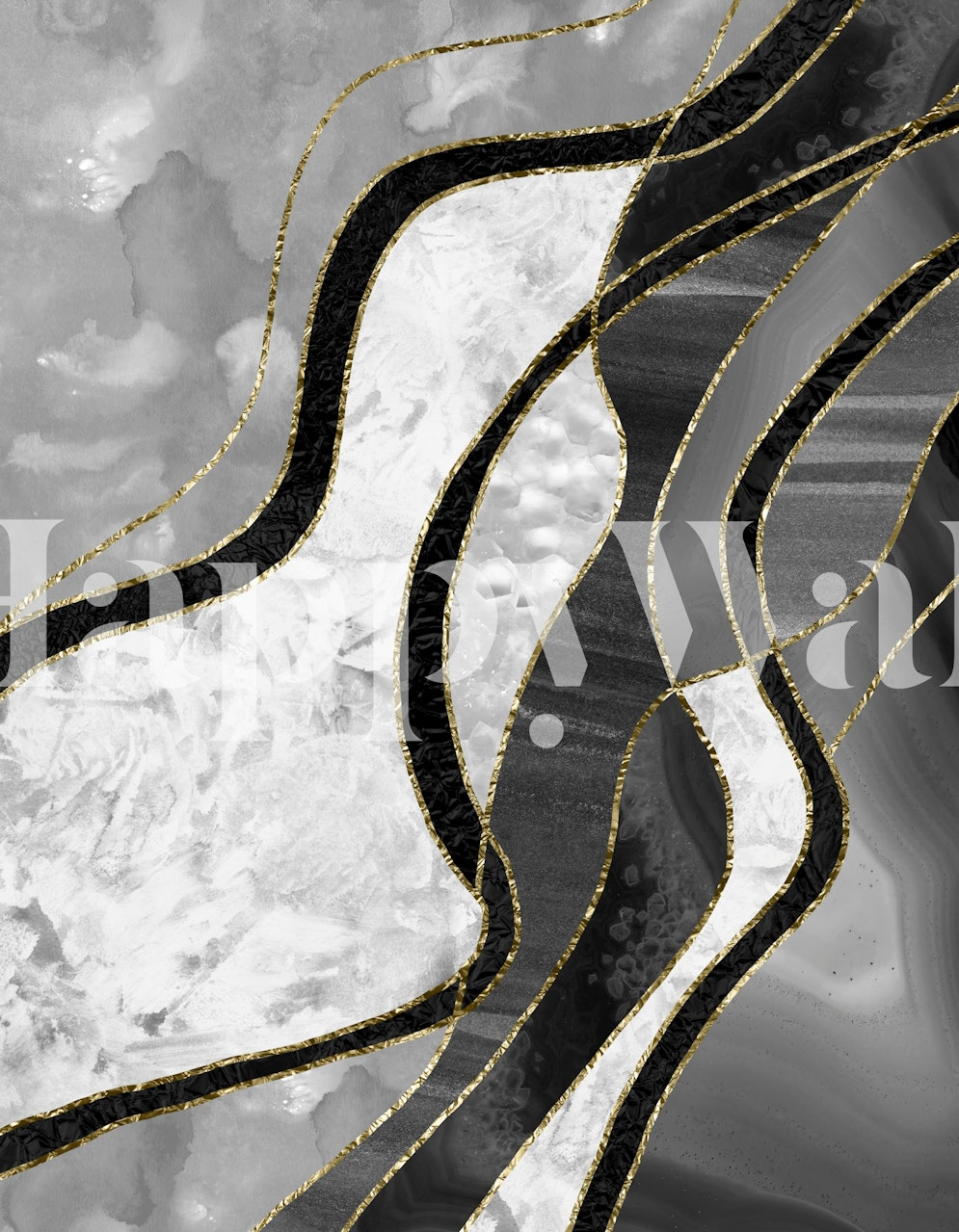 Elegantní tapeta Marble Agate Gold Glam v místnosti