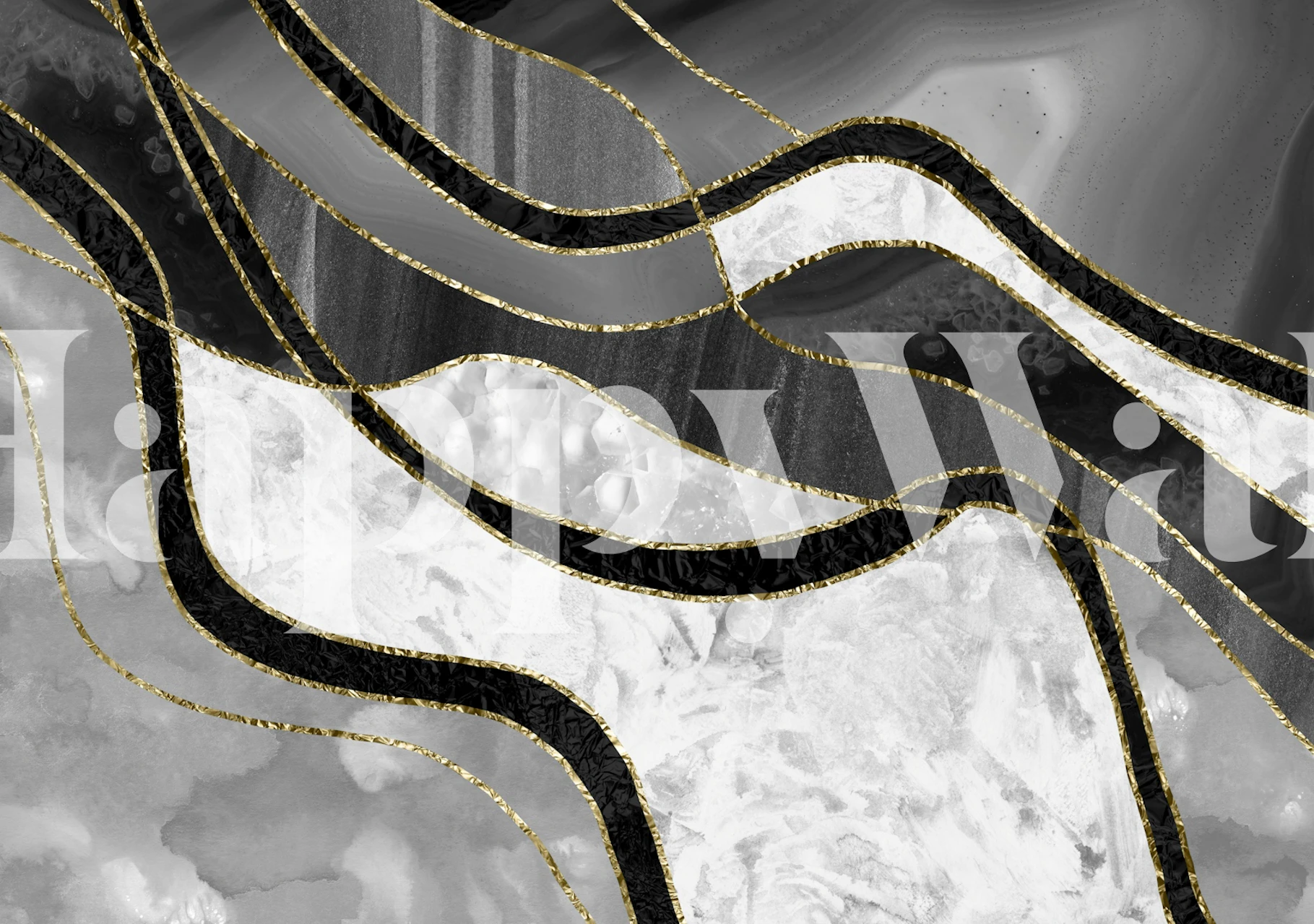 Black and gold marble pattern with elegant flowing lines wallpaper