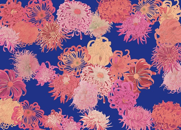 Bright Blossoms on Blue