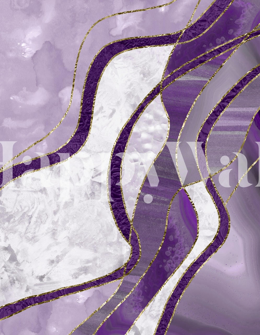 Purple and silver marble with gold accents wallpaper