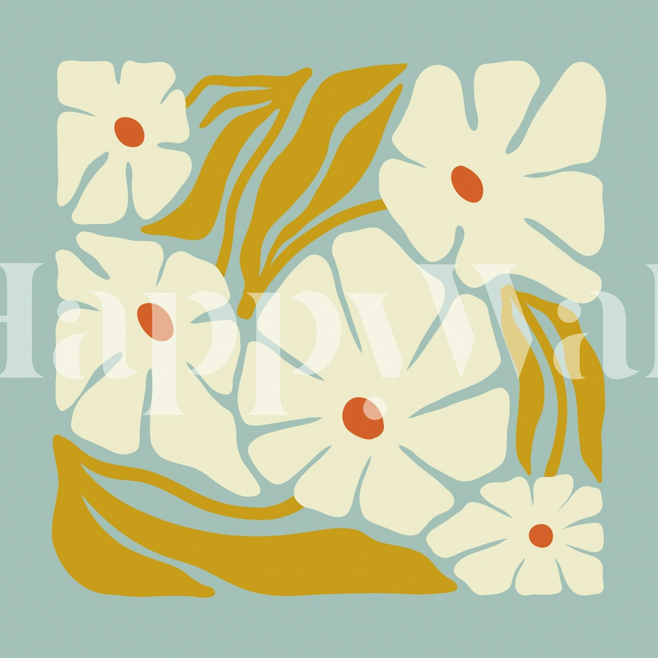 Fresh Blooms Delight design de papel de parede floral