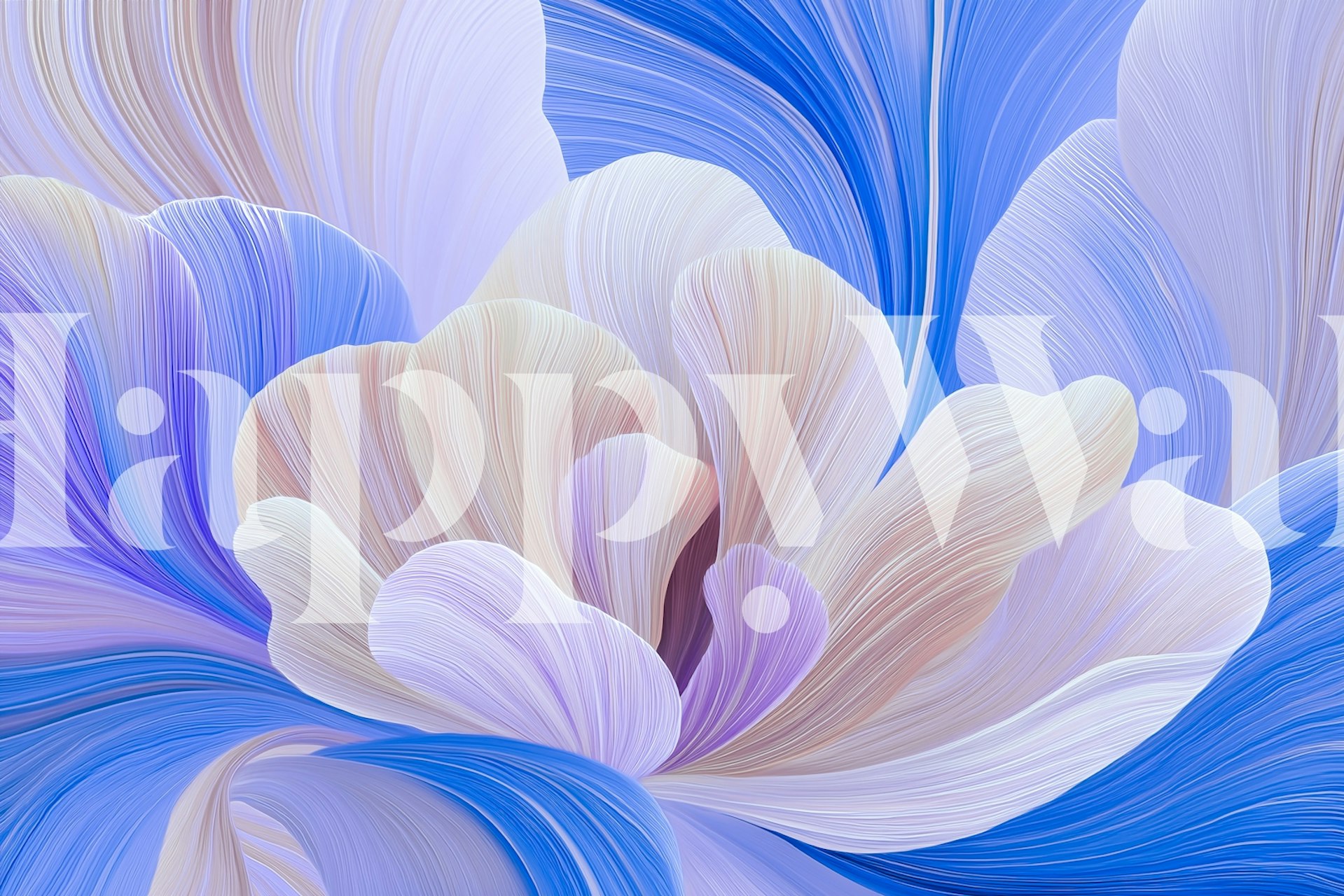 Flora Waves - Blue wallpaper in a room