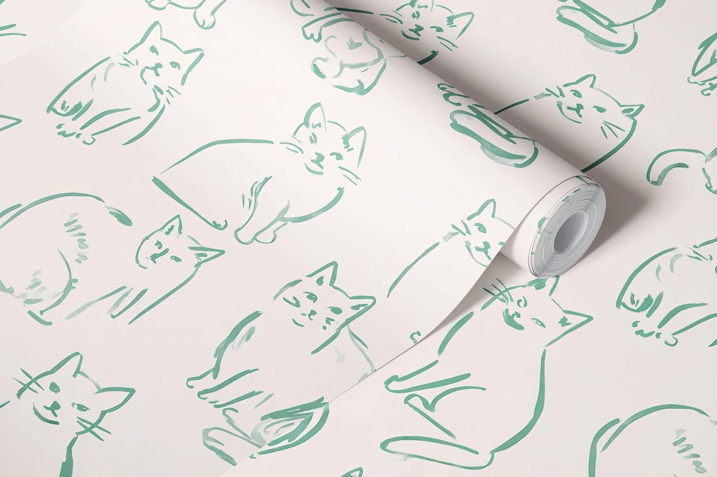 Elegant Feline Sketch wallpaper roll