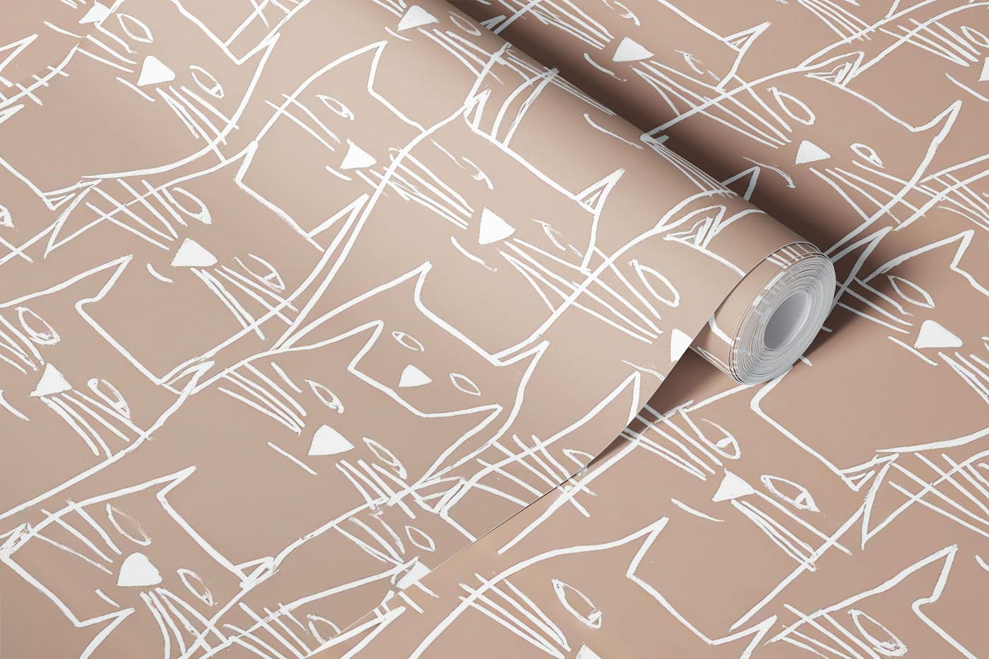 Whimsical Cat Sketch wallpaper roll