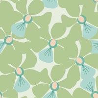 Green Dendrobium Orchid Abstract on Cream tapete