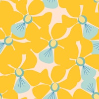 Yellow Dendrobium Orchid Abstract on Blush tapete