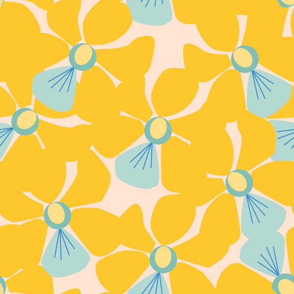 Yellow Dendrobium Orchid Abstract on Blush