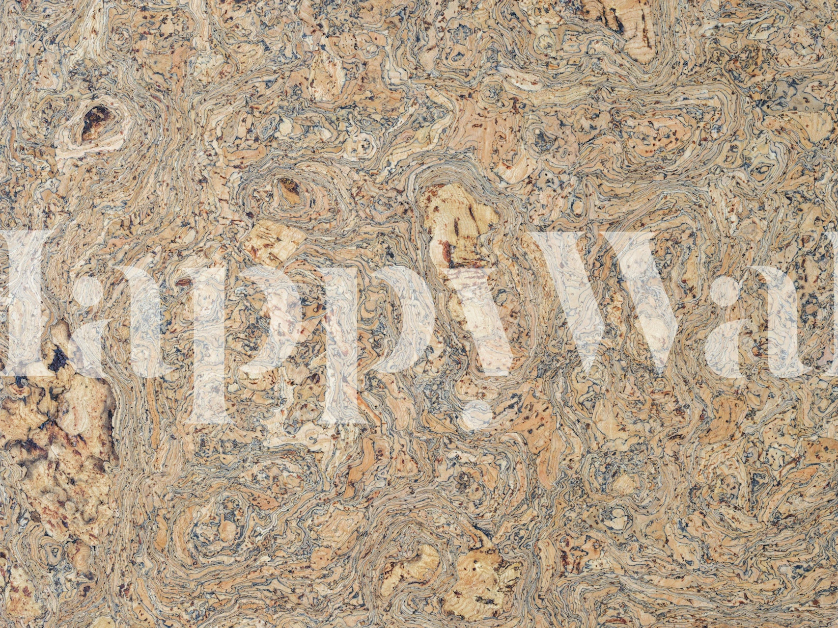 Wavy pattern cork wallpaper in beige and brown tones