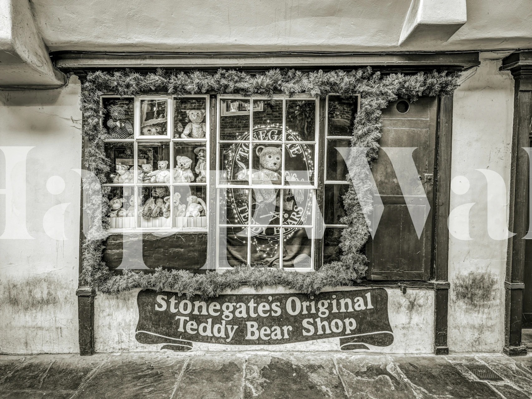 Design de papier peint Old World Teddy Store dans la pièce