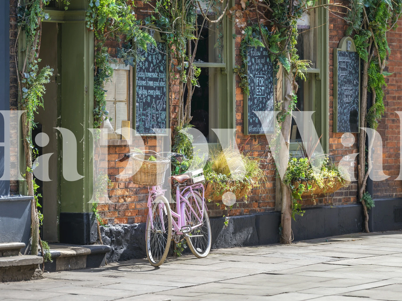 Quaint Bicycle Cafe Front wallpaper in a room
