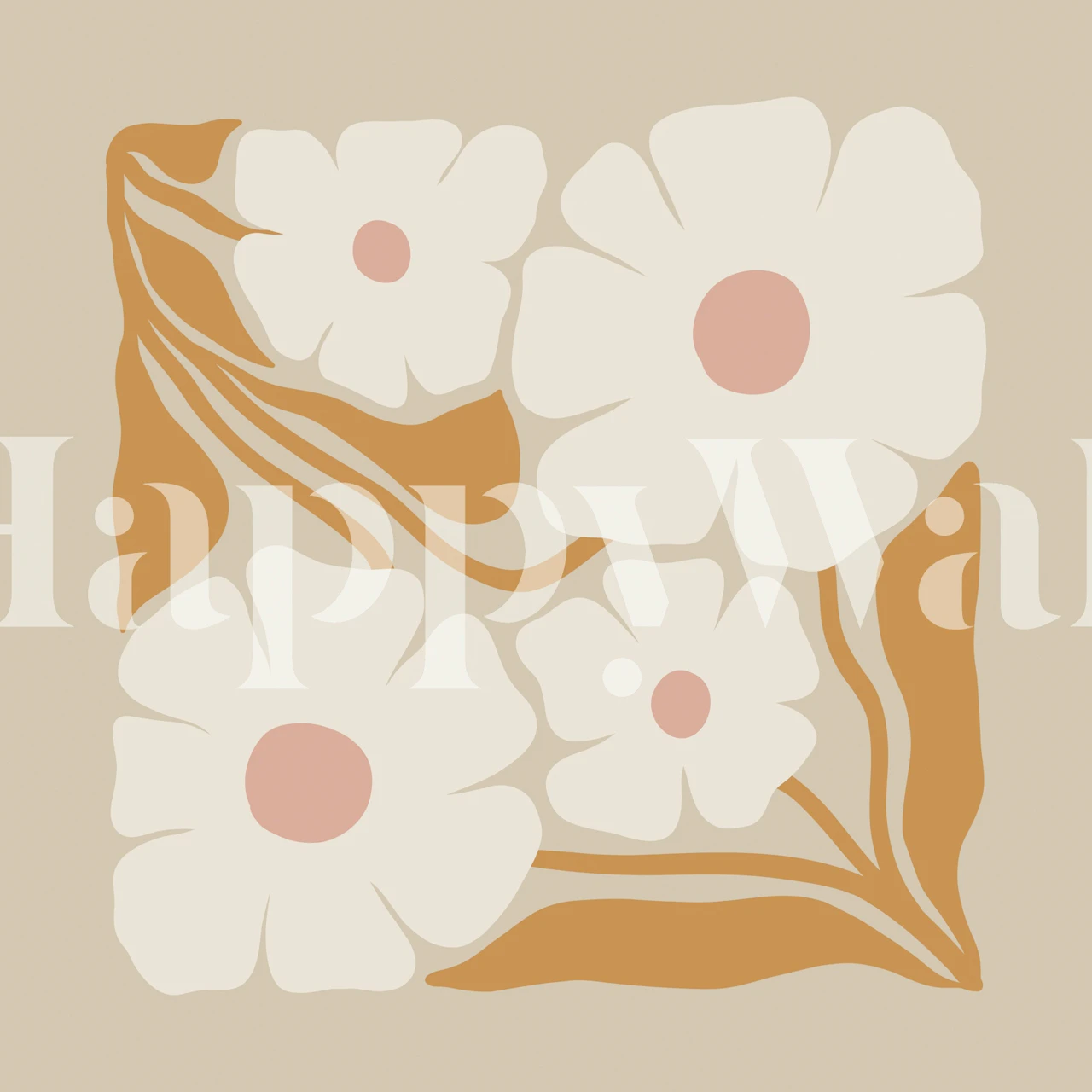 Pastel floral pattern with light pink and beige colors wallpaper