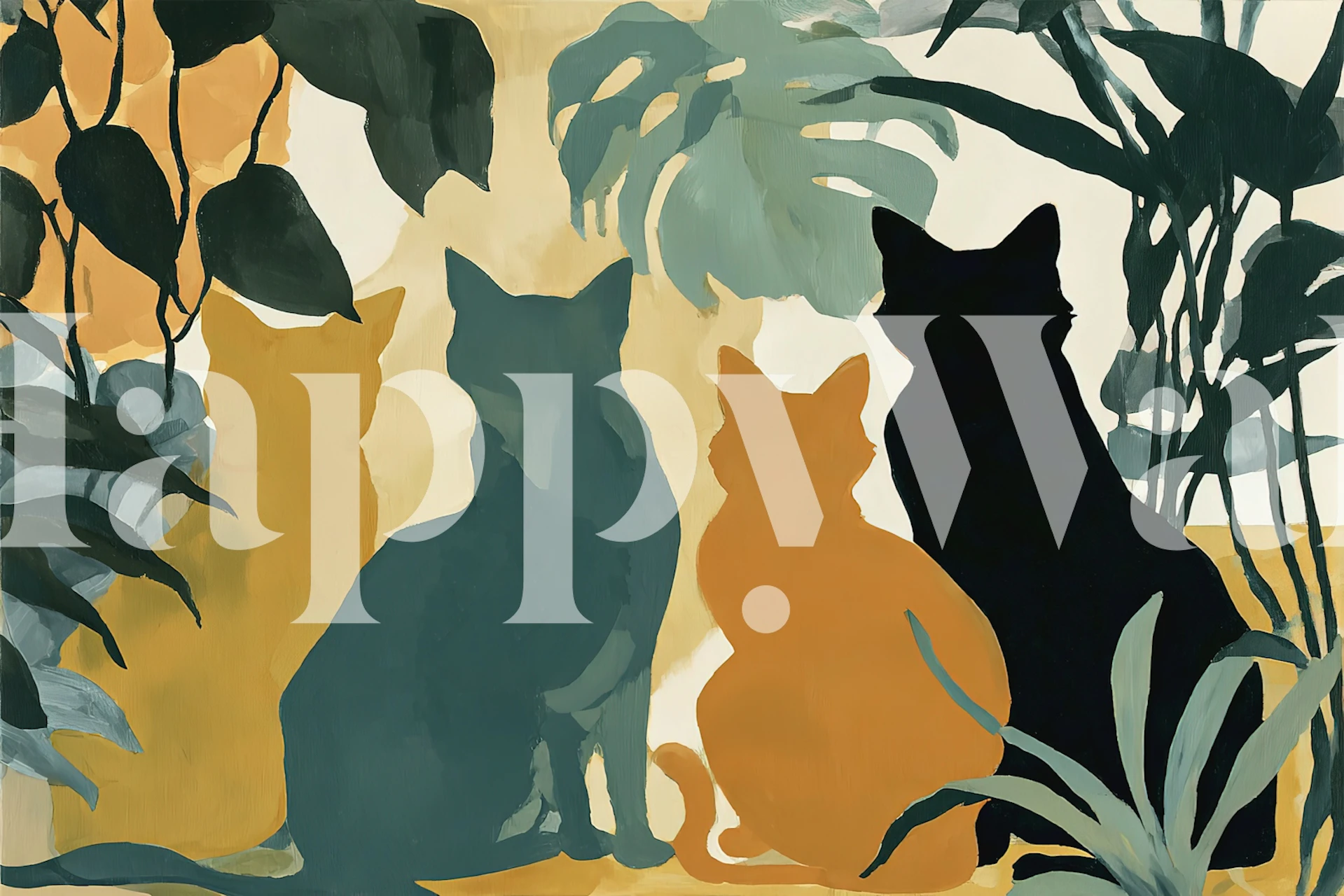 Quiet Jungle Cats tapetti huoneessa