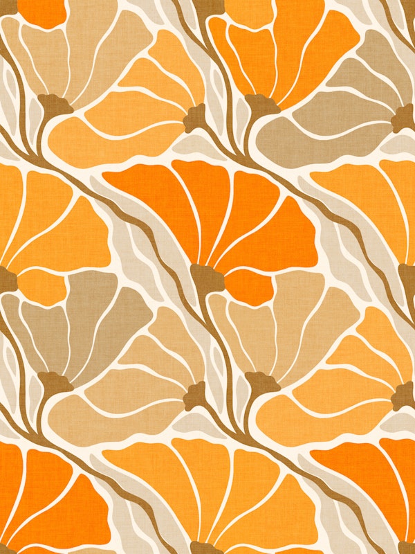 Sunny Floral Waves Yellow Orange
